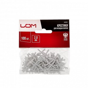 Крестики для кладки плитки LOM, 2.0 мм, в упаковке 100 шт