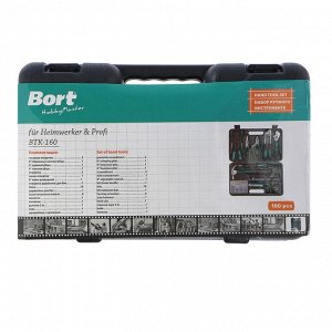 Набор ручного инструмента Bort BTK-160, 160 предметов, высококачественная сталь, кейс