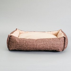 Лежанка под замшу с двусторонней подушкой,  54 X  42 X  11 см, мебельная ткань, микс цветов