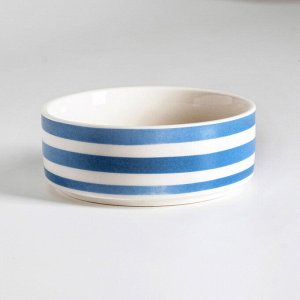 Миска керамическая "Полоски", голубая, 10,5 х 4 см, 180 мл