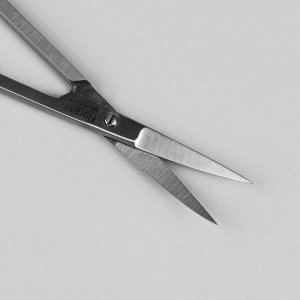 Ножницы маникюрные, загнутые, 10,5 см, цвет матовый серебристый