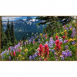 Алмазная мозаика «Весна в горах», 65?50 см, 45 цветов