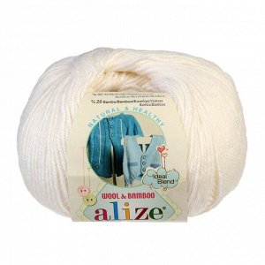 Пряжа "Baby Wool" 40% шерсть, 40% акрил, 20% бамбук 175м/50гр (55 белый)