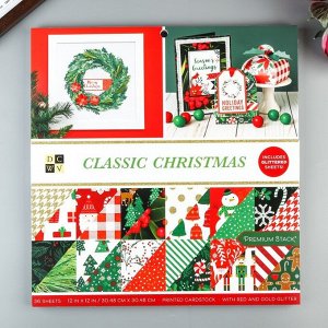 Набор бумаги для скрапбукинга DCWV - Коллекция «Classic Christmas» - 30.5х30.5 см