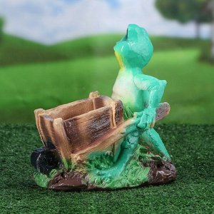 Садовая фигура "Лягушка с телегой", зелёный цвет, 23 см