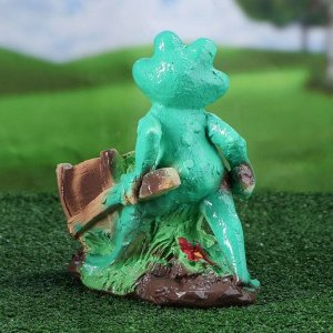 Садовая фигура "Лягушка с телегой", зелёный цвет, 23 см