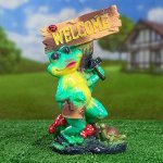 Садовая фигура &quot;Лягушка Welcome&quot;, зелёный цвет, 28 см