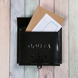 Ящик почтовый без замка (с петлёй), горизонтальный «Письмо», чёрный