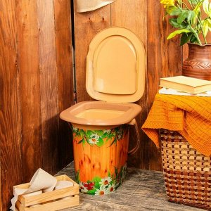 Ведро-туалет, 17 л, съёмный стульчак, бежевое, «Летний день», крышка МИКС