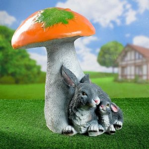 Садовая фигура "Гриб подосиновик с зайцами лежачими" 45*34