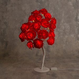 Светодиодный куст 0.45 м, "Розы красные", 24 LED, 220V, моргает Т/БЕЛЫЙ