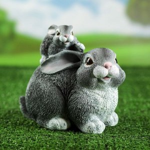 Садовая фигура "Заяц с зайчонком", серая, 19*15*23 см
