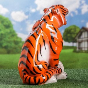 Садовая фигура "Тигр" , глянец, оранжевый цвет, 52 см