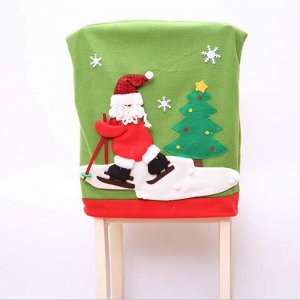 Чехол на стул новогодний в ассортименте с объемными украшениями