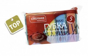 KINGFISHER®️Губка для посуды MAXI, классическая, поролон, 5 шт.