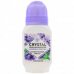 Crystal Body Deodorant, Натуральный шариковый дезодорант, лаванда и белый чай, 66 мл