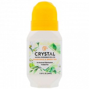 Crystal Body Deodorant, Натуральный шариковый дезодорант, ромашка и зеленый чай, 66 мл