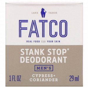 Fatco, Stank Stop Natural Deodorant, Men&#x27 - s, Cypress + Coriander, 1 fl oz (29 ml)