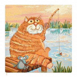 Наволочка  "Кот на рыбалке"