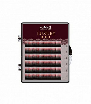Ресницы для наращивания Luxury, Ø 0,15 мм, Mix C, (№10,12,14), цвет: черно-красный, 6 линий
