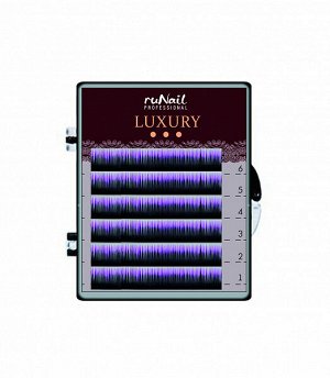 Ресницы для наращивания Luxury, Ø 0,1 мм, Mix C, (№10,12,14), цвет: черно-фиолетовый,  6 линий