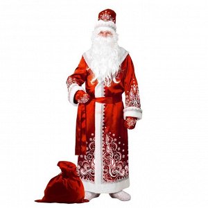 Карнавальный костюм «Дед Мороз», сатин, аппликация, р. 54-56, цвет красный