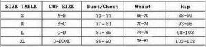 Купальник Женский раздельный купальник. Размерная сетка внутри. "Cup" - размер чашек, "Bust" - обхват груди, "Waist" - обхват талии, "Hip" - обхват бедер.