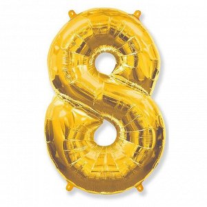 Шар фольгированный 40" «Цифра 8», цвет золотой