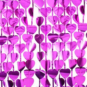 Праздничный занавес «Сердечки», 100х200 см, цвет фуксия