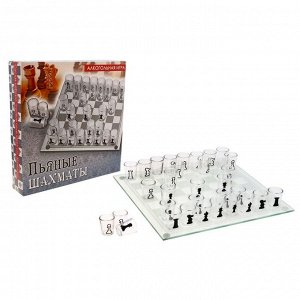 Игра "Пьяные шахматы", 32 рюмки, поле 25х25 см, микс