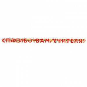 Гирлянда с плакатом "Спасибо вам, учителя!" глиттер, 281 см, А3