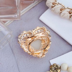 Кольцо для платка "Барокко" сердце, цвет белый в золоте
