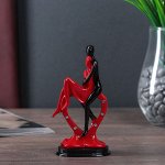 Сувенир полистоун &quot;Влюблённые на сердце со стразами&quot; красно-чёрный 12,5х6,5х4,5 см
