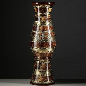 Ваза напольная "Алексия", керамика, под малахит, коричневая, 100 см