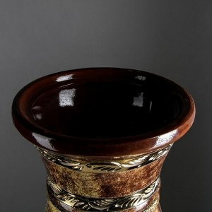 Ваза напольная "Алексия", керамика, под малахит, коричневая, 100 см