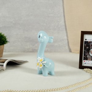 Сувенир керамика "Жирафики с незабудками" голубой набор 2 шт 23х14х7,5 см