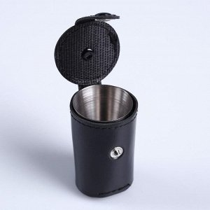 Набор стопок, 30 мл, 4 шт., 4x3.5 см, нержавеющая сталь, экокожа, чёрный