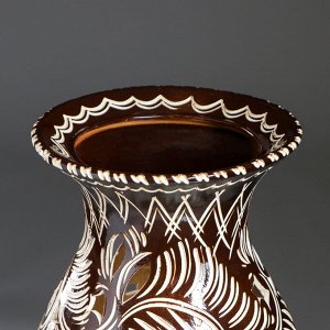 Ваза напольная "Эллада" резная, коричневая, глазурь, 65 см, микс, керамика