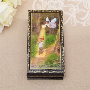 Шкатулка - купюрница «Ангелочки», 8,5х17 см, лаковая миниатюра, микс