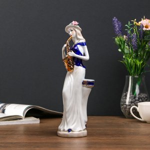 Сувенир керамика "Девушка с саксофоном у колонны" 28х9х6,5 см