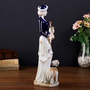 Сувенир керамика "Леди со скрипкой и собакой" 30х10х9,5 см