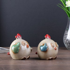 Сувенир керамика "Цыплята" набор 2 шт 8х9х9,5 см