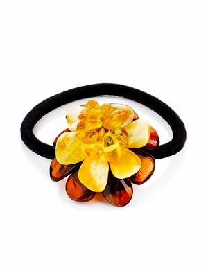 Нарядная резинка для волос с цветочком из натурального балтийского янтаря, 710309010