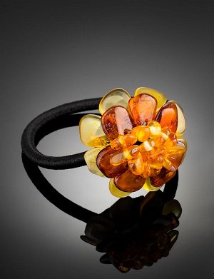 Резинка для волос, украшенная цветком из натурального балтийского янтаря, 710302004