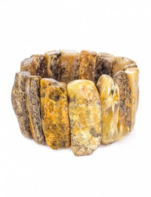 Яркий и необычный браслет из натурального янтаря с природной текстурой «Помпеи»