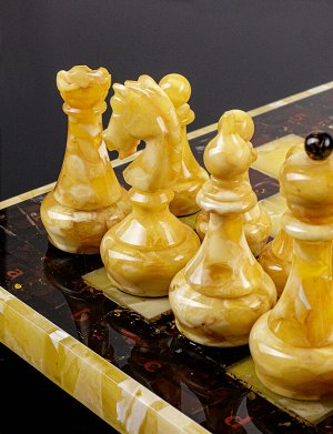 Шахматная доска из натурального балтийского янтаря с янтарными фигурками, 905511077