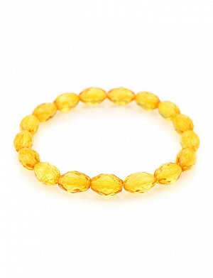 Яркий сверкающий браслет из натурального балтийского лимонного янтаря «Оливка алмазная», 6040204331