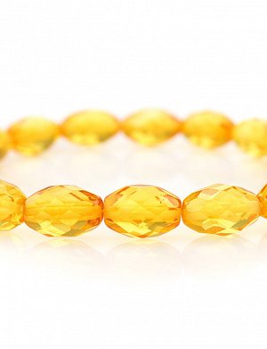 Яркий сверкающий браслет из натурального балтийского лимонного янтаря «Оливка алмазная», 6040204331