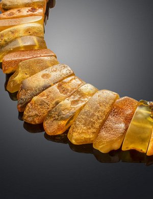 Неширокое колье из натурального медового янтаря «Помпеи», 906110066