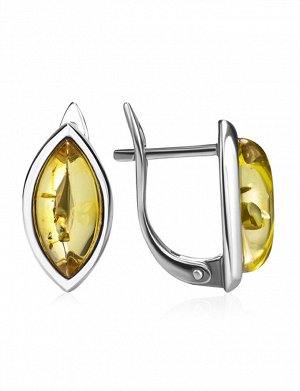 Небольшие элегантные серьги из серебра и лимонного янтаря «Амарант», 606508336